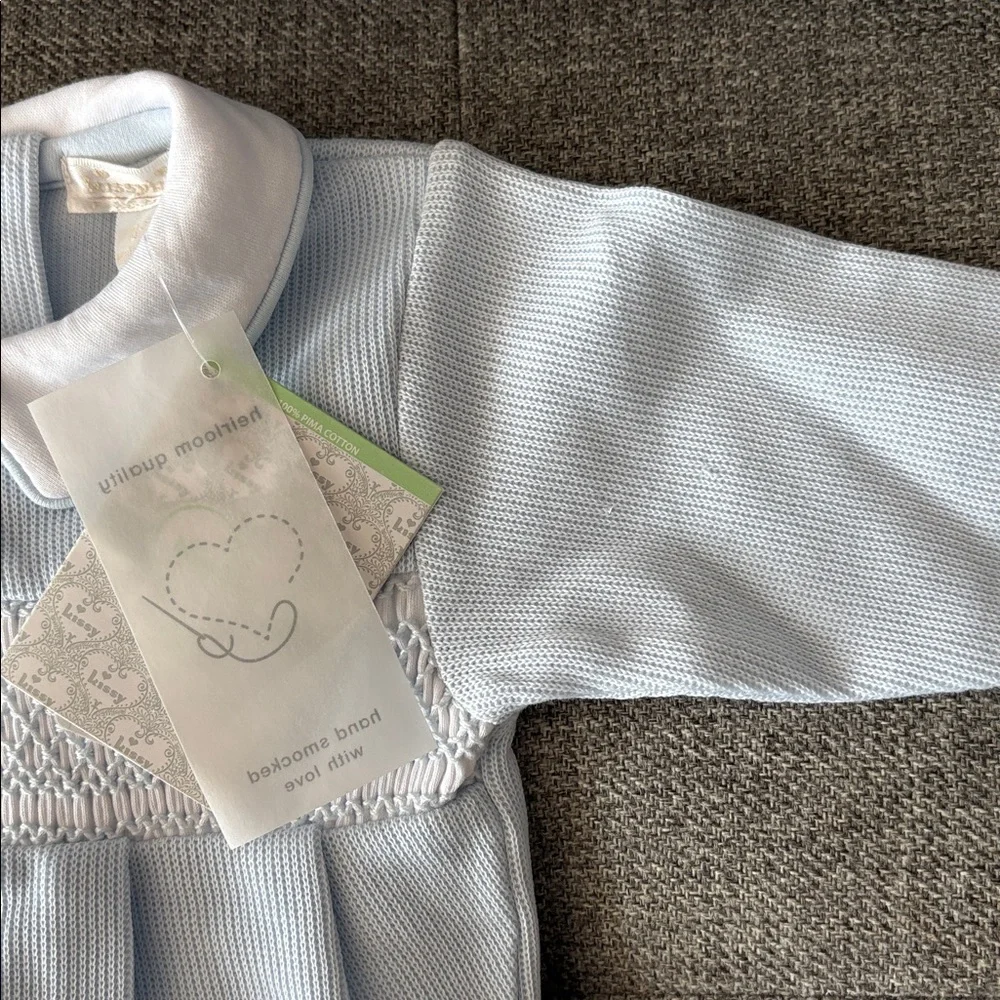 KISSY KISSY Baby Boy Hand Smocked CLB Playsuit 0-3 months Light Blue